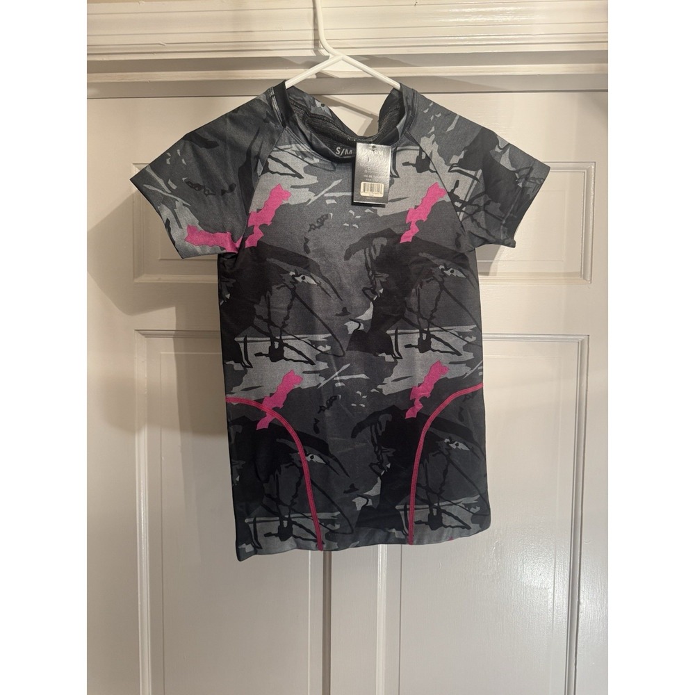 Mayfair Pink & Gray Camo Youth S/M Compression Shirt  NWT